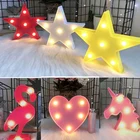 Светодиодный мини-ночник 12 см, Настольный светильник в виде животных, фламинго, звезды, сердца, единорога, Рождественская Кокосовая елка, украшение для домашвечерние, настольная лампа 3D