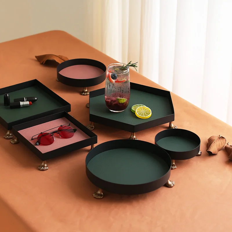 

Металлический органайзер, поднос для хранения, портативное украшение для стола в спальне, косметика, ювелирные изделия, подставка для демон...