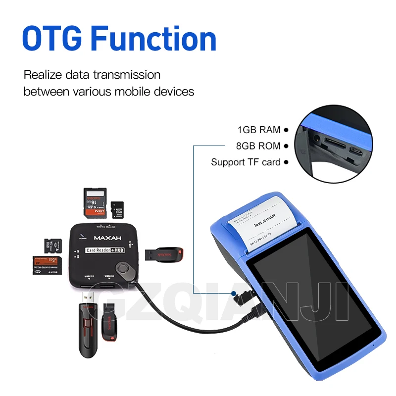 Android PDA NFC пос чековый Билл Термальность Wi-Fi Bluetooth мобильный принтер 58 мм Беспроводной портативный терминал PDA, камера для мобильных устройств
