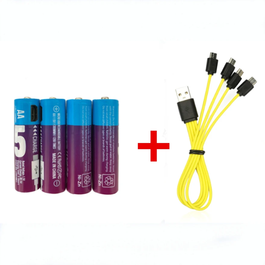 4 шт./лот новый перезаряжаемый аккумулятор 1 5 В AA 1300mwh USB Ni Zn быстрая зарядка через