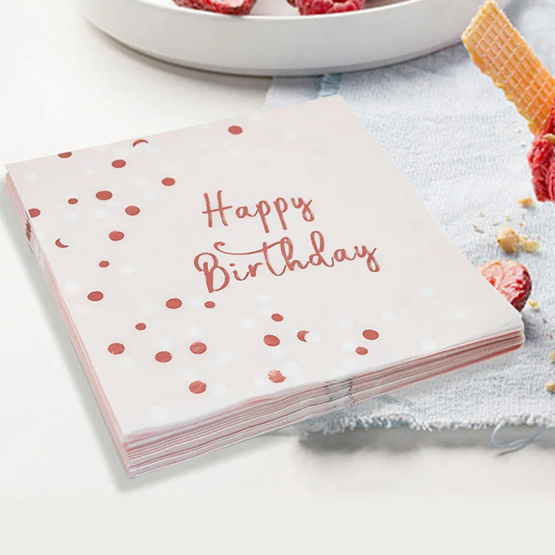 16 шт./компл. бумажная салфетка в горошек с розовыми буквами деревянная для