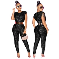 new arrivals clothing bodysuit sleeveless o neck sequin sexy romper women jumpsuit