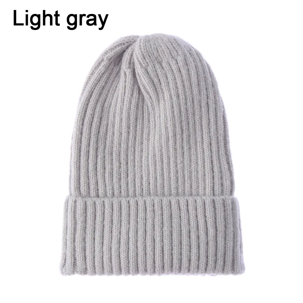 2-light grey Осенне-весенняя 1 шт. модная зимняя теплая шерстяная вязаная шапка унисекс для женщин и мужчин, вязаная Лыжная шапка, Очаровательная ветрозащитная шапка - Цвет: 2-light grey