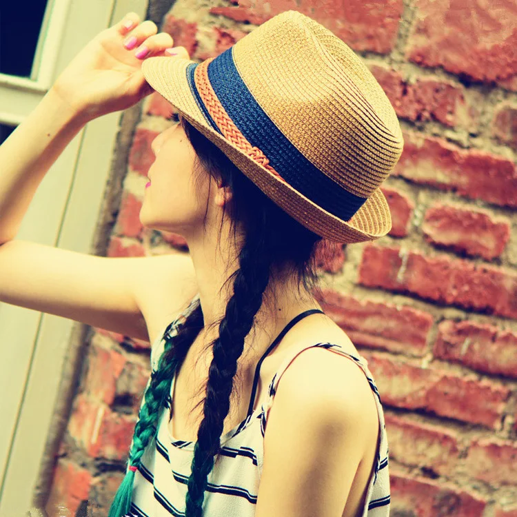 Шляпа женская Соломенная Панама от солнца пляжная кепка в стиле джаз