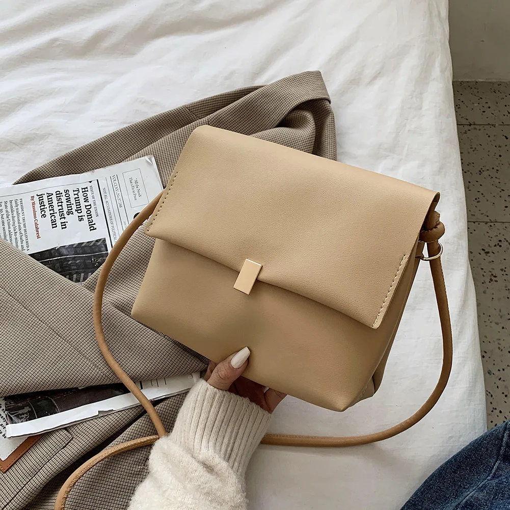 

PU Leather Crossbody Bags Female Simple Totes SimpleSolid Color Summer Lady Shoulder Handbags for Women 2020 Trend
