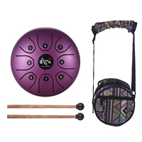 in stock 5 5 inch c key steel tongue drum mini 8 tone steel hand pan drum percussion instrument with drum mallets carry bag new