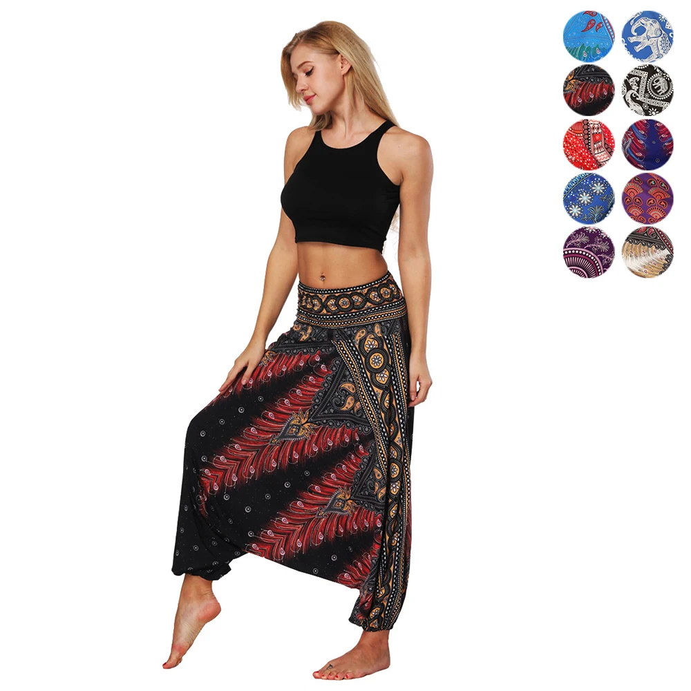 

Casual Loose Fitness Pants Trousers Thai Harem Pants Boho Aladdin Jumpsuit Harem Pants Smock High Waist Women Sport Pants