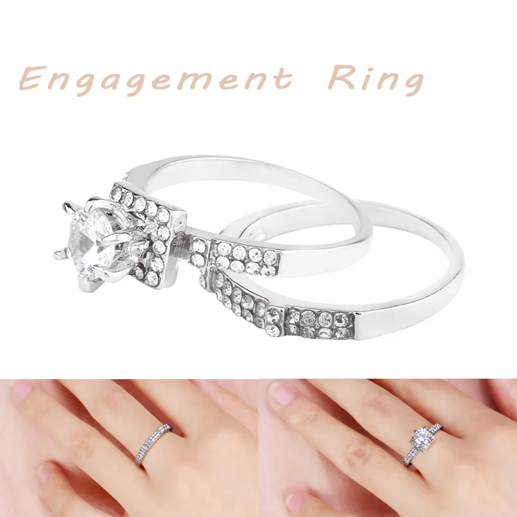 Превосходное женское блестящее обручальное кольцо с белым сапфиром и