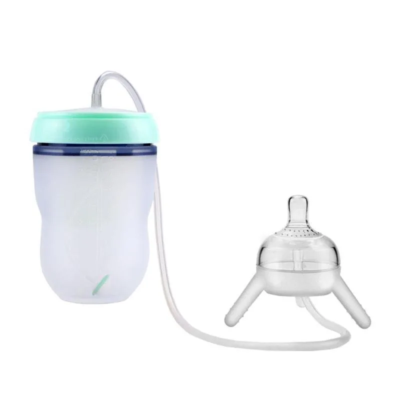 

250ml Separate Feeding Bottle With Wide-caliber Long Straw 1pc Safe And Non-toxic Separate Child-mother Baby Bottle