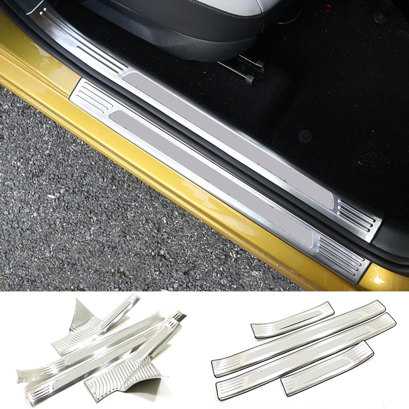 

for Volkswagen Polo Mk6 2018-2020 Stainless Steel Car-styling Accessories Inner Outer Door Sill Scuff Plate Guard Cover 8PCS
