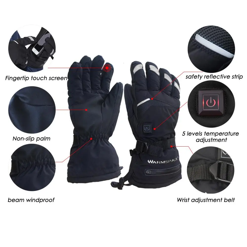 

1 Pair Winter Warmer Electric Thermal Gloves Waterproof Heated Gloves Battery Powered For Motorcycle Ski Gloves Unisex