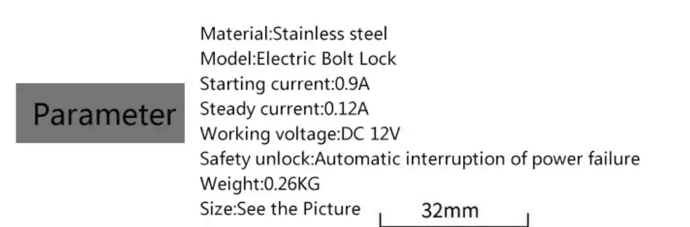 LUCKING DOOR Stainless Steel Mini Electric Bolt Lock DC 12V Solenoid Electric Door Lock Easy to Install