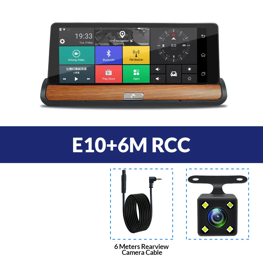 E-ACE Dashcam 3g Автомобильный видеорегистратор gps Навигация 16G авто камера Android 7,0 дюймов зеркало заднего вида FHD 1080P видео рекордер Wifi Bluetooth - Название цвета: E10-6M RCC