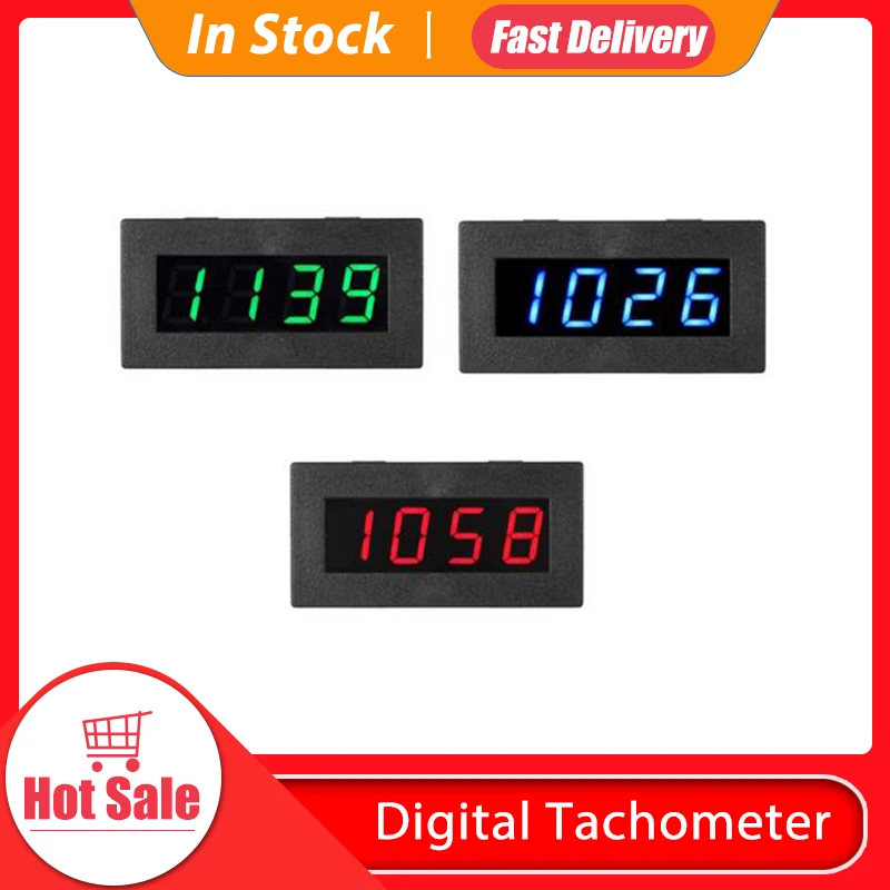 Цифровой тахометр с 4 светодиодами измеритель скорости тестер оборотов в минуту 5