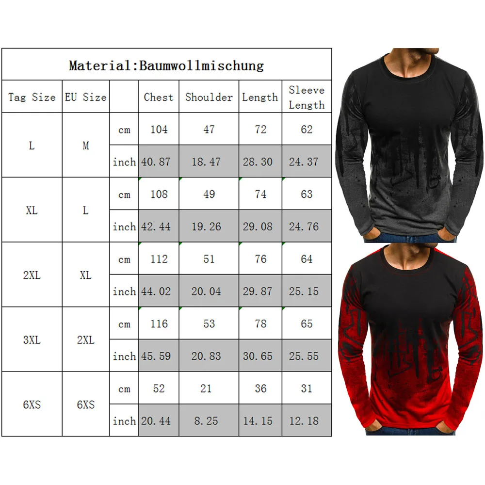 Мужская футболка Повседневная с круглым вырезом и принтом на осень зиму длинным