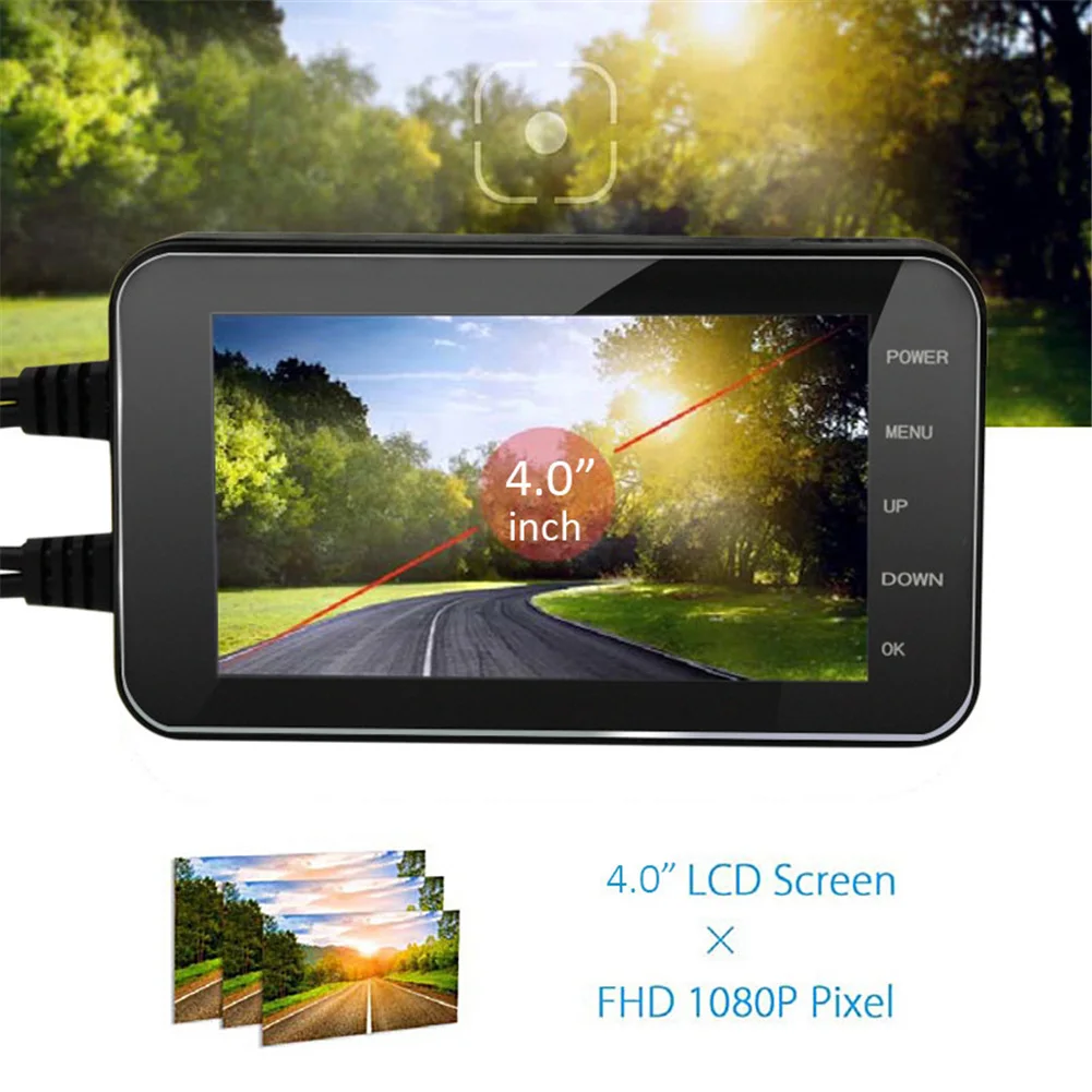 Видеорегистратор для мотоцикла 4 дюйма Wi Fi FHD 1080P водонепроницаемый двойной