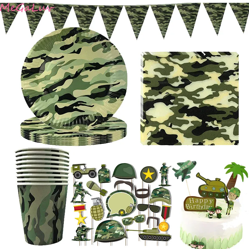 Камуфляжная посуда латексные воздушные шары реквизит для фотографий флаг торта