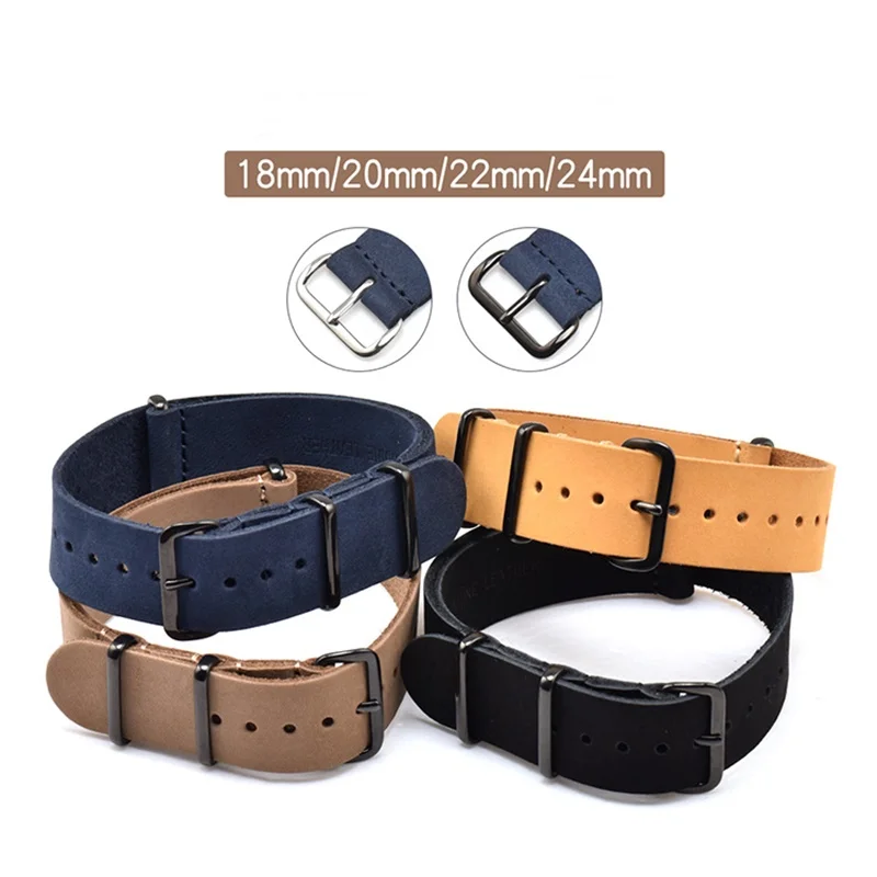 

Genuine Cow Leather Nato Zulu Watch Strap 18mm 20mm 22mm 24mm Soft Watchband Top Quality Watch Belt Wrist for Seiko Tudor