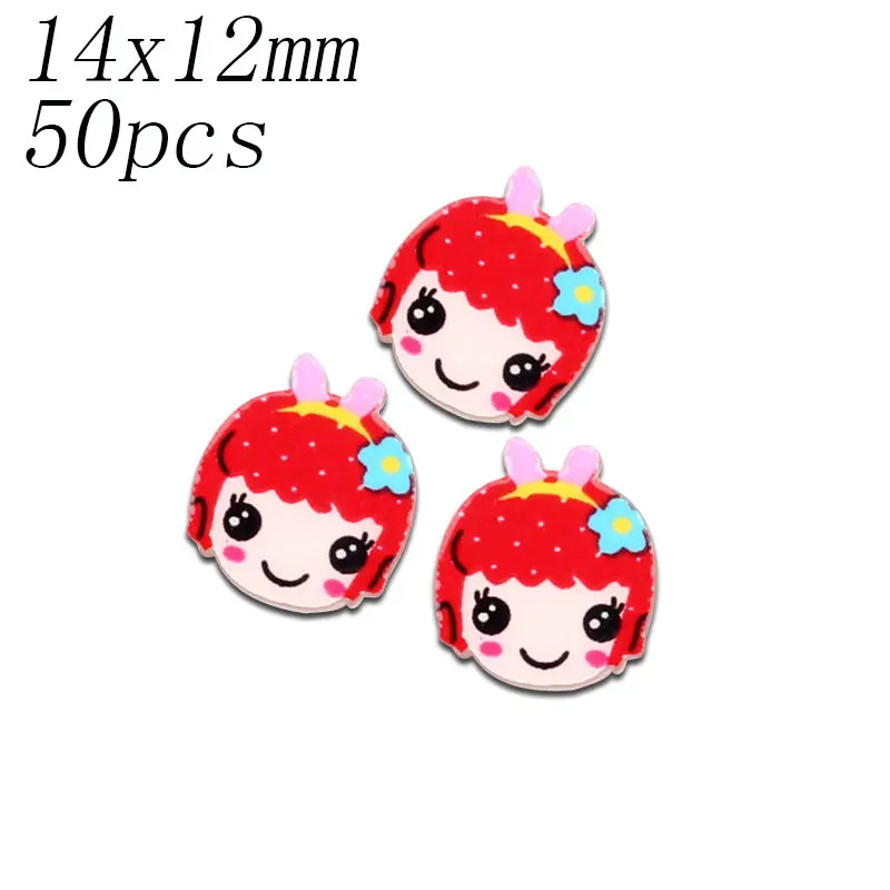 50 шт. Смешанные акриловые значки с героями мультфильмов Kawaii Flatback украшения животных ремесла значок украшения для скрапбукинга Diy аксессуары - Цвет: 14x12mm