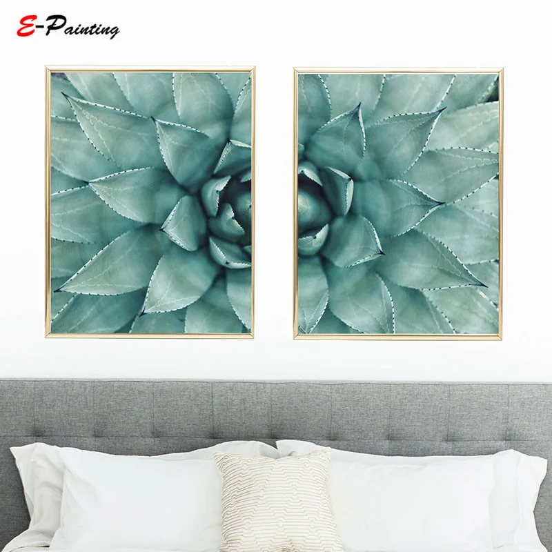 Современная Настенная живопись на холсте кактус сочный растительный декор