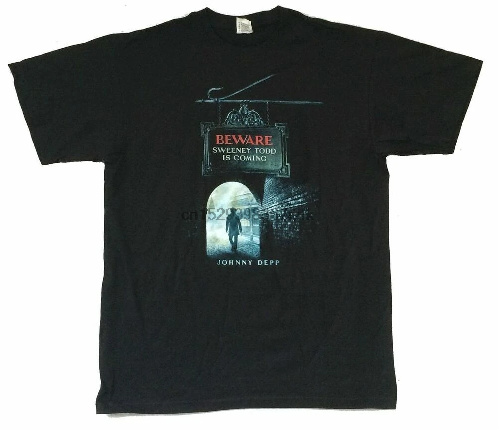 Черная футболка Sweeney Тодд остерегайтесь новый официальный парикмахерский демон