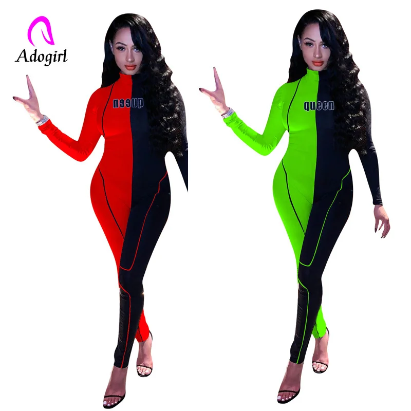 Женский комбинезон для фитнеса красный в стиле пэчворк одежда спортзала тонкий