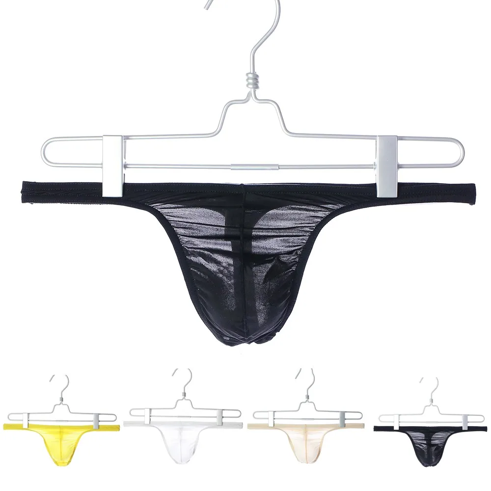 

Men Ultra-Thin T-Back Sexy Sheer Mesh Smooth Underwear Ice Silk Comfortable Underpants Breathable Quick Dry Soft Bikini Thongs