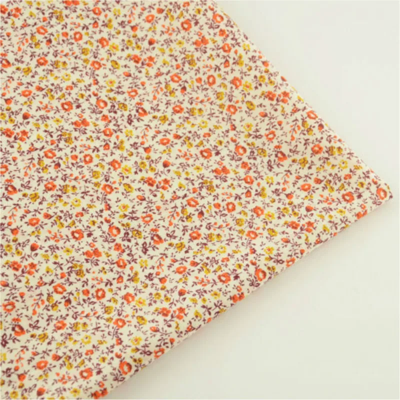 100% хлопковая бежевая ткань с цветочным принтом для кукол однотонная толстая