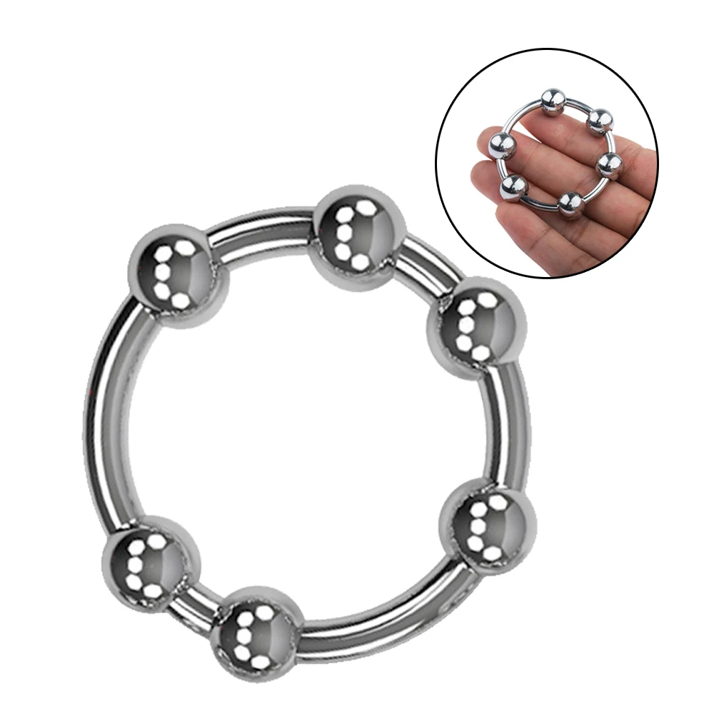 6 бусин для взрослых металлическая крышка пениса кольцо члена Задержка эякуляции
