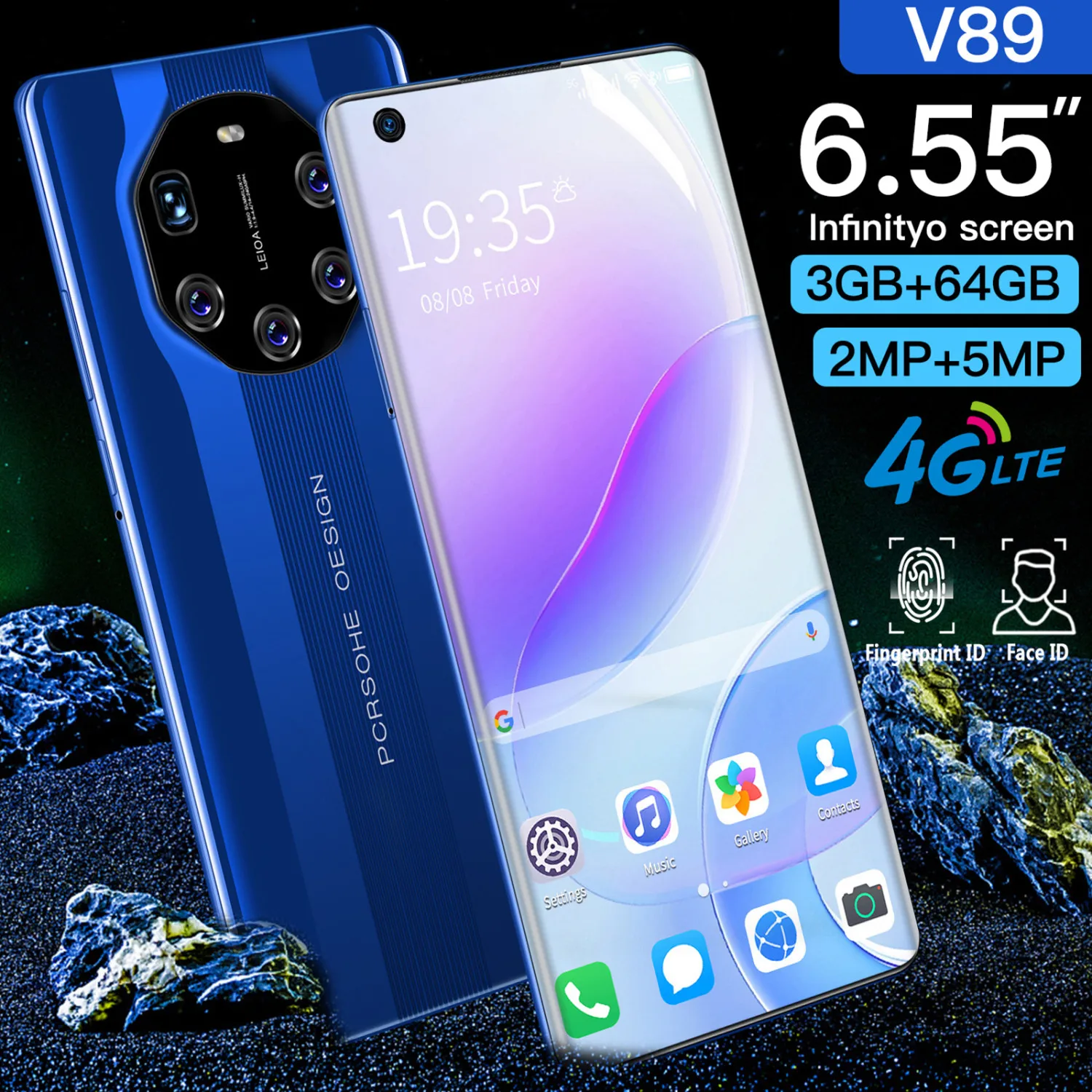 Смартфон cectdigi Mate40 RS 7 3 дюйма 1440*3200 + 64 ГБ 2 Sim MicroSD 5800 мА · ч Android 6 0 Face Finger ID 4G |
