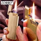 Латунная газовая зажигалка Zorro, индивидуальная креативная Бутановая фонарь жигалка, Классическая ультратонкая зажигалка с корпусом, аксессуары для сигарет, подарок