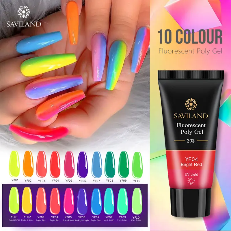 Неоновый полигель SAVILAND для ногтей Гель-лак быстрого наращивания УФ прозрачный