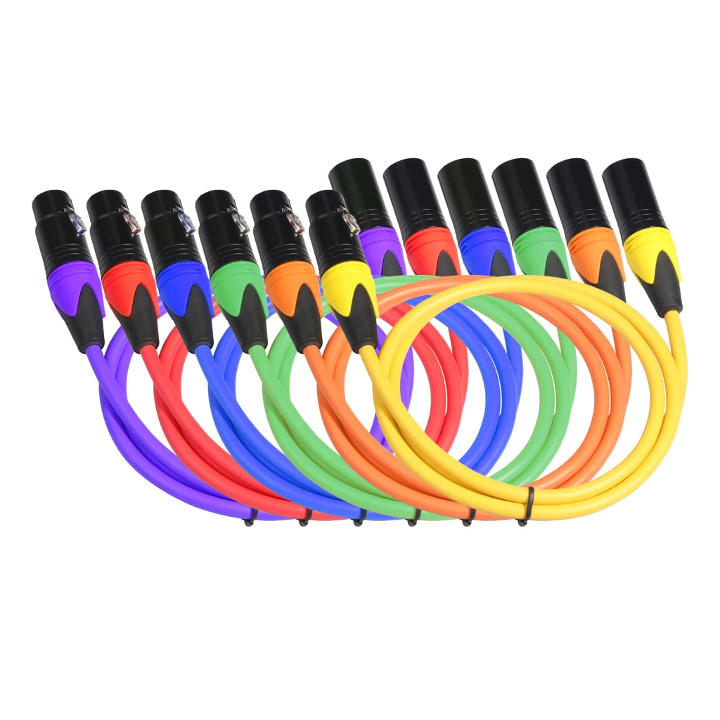 XLR M к F 3 Pin лучшие контакты сбалансированный микрофон аудио кабель 6 видов цветов
