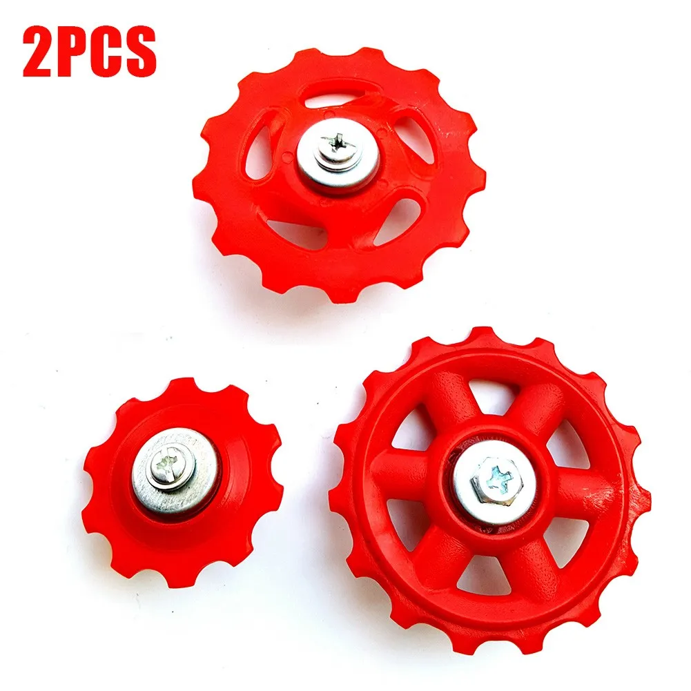 

2 Pcs Bicycle Guide Wheels 6/7/8 Speed Red Bike Rear Derailleur Transmission Plastic Guide Wheel 10T/13T/15T Cycling Accessories