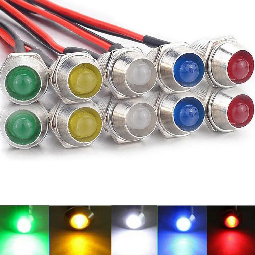 

Pilot Indicator Lights LED Lamp Metal Replacement 10pcs 12V Dash Dashboard