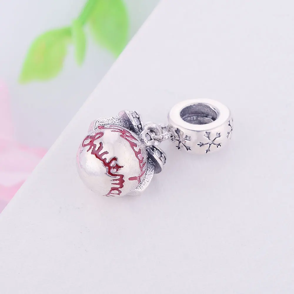 2018 DIY Fit pandora Original Charm Bracelet 925 Sterling Silver Beads Merry Christmas Bauble Charms With Red Enamel & Clear CZ |