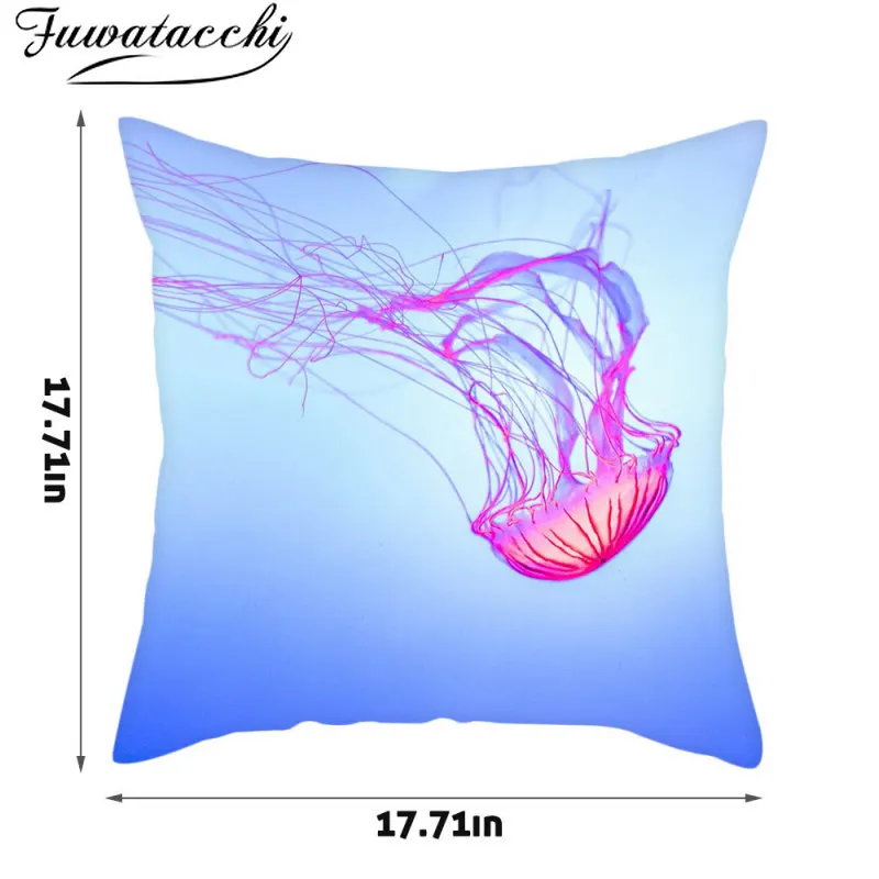 Чехол на подушку с изображением Медузы Fuwatacchi декоративная наволочка морским