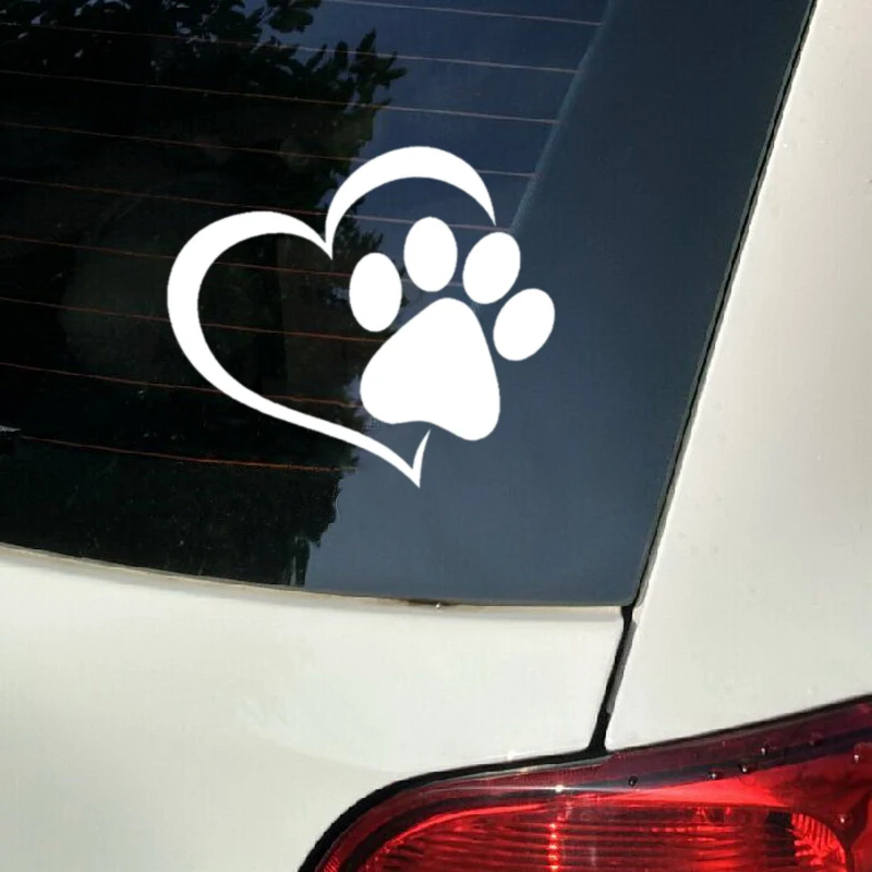 

Car Sticker Vinyl 14.1*12.4cm Love The Dog Paw Print Funny Sticker Decal Reflective Laser Motorcycle Car Styling 3D Stickers
