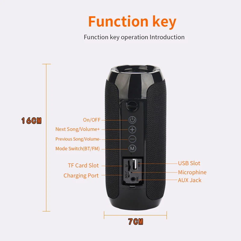 

Bluetooth Speaker Portable Outdoor Sport Loudspeaker Wireless Mini Column Music Player Support FM Radio Aux Input
