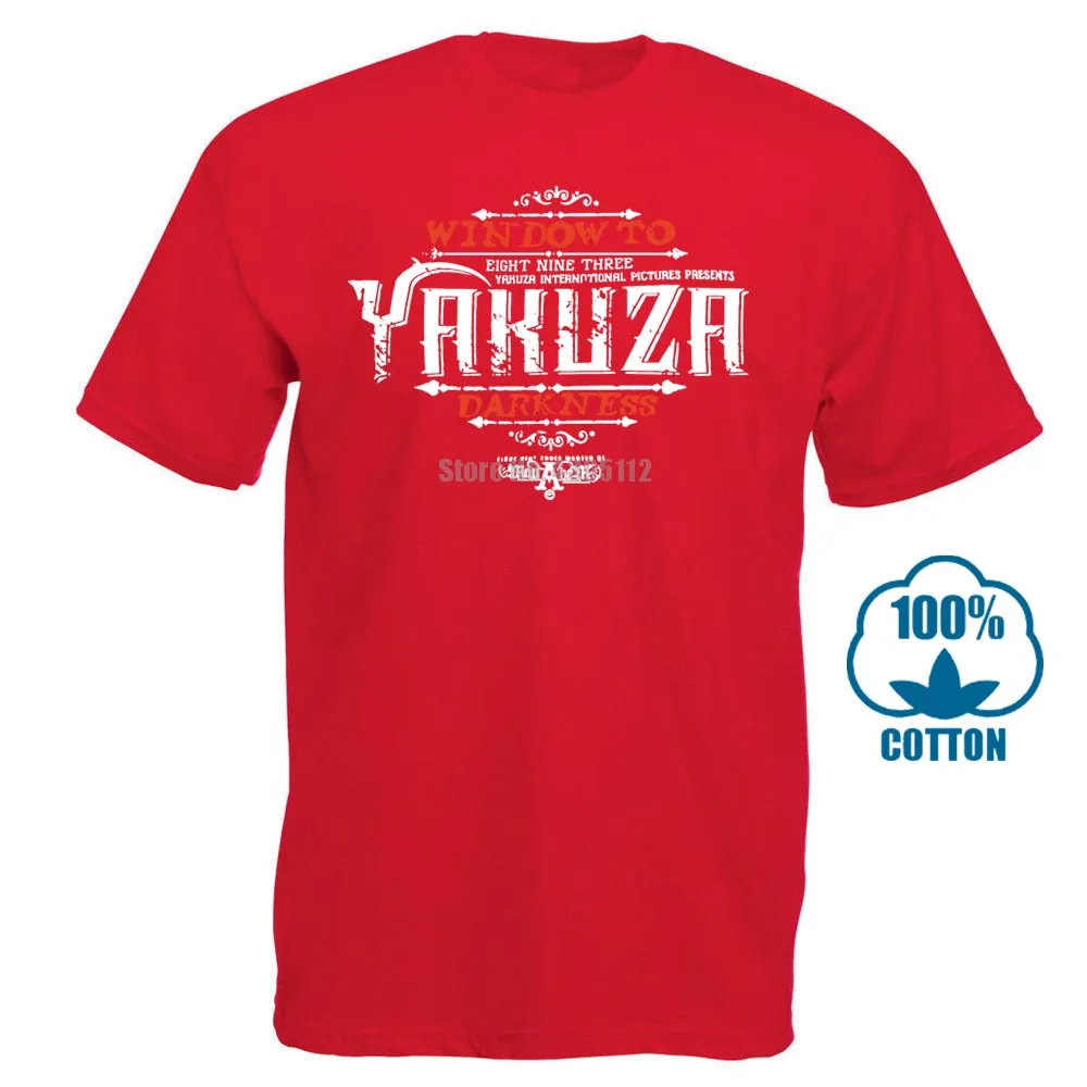 Красный Yakuza Футболка Мужская Круглый хлопок короткий рукав модные футболки 012826 - Цвет: Красный