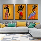 Черно-Золотая Африканская женщина Искусство Холст живопись плакаты и принты Куадрос настенные картины для украшения гостиной