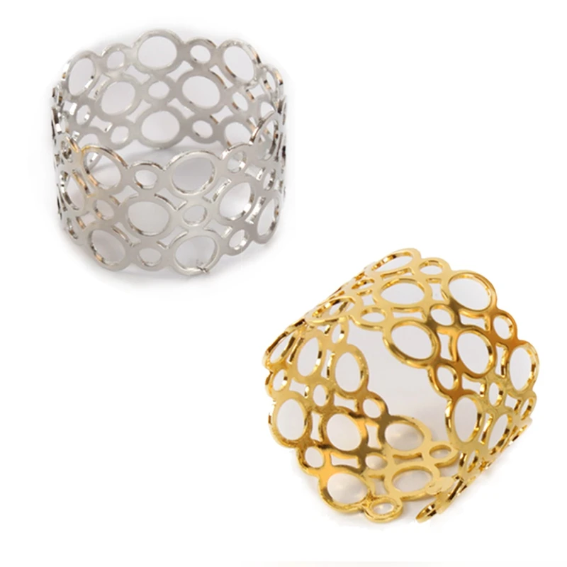 

12PCS Round Hollow Napkin Ring Hotel Beautiful Napkin Ring Banquet Napkin Ring Desktop Decorations