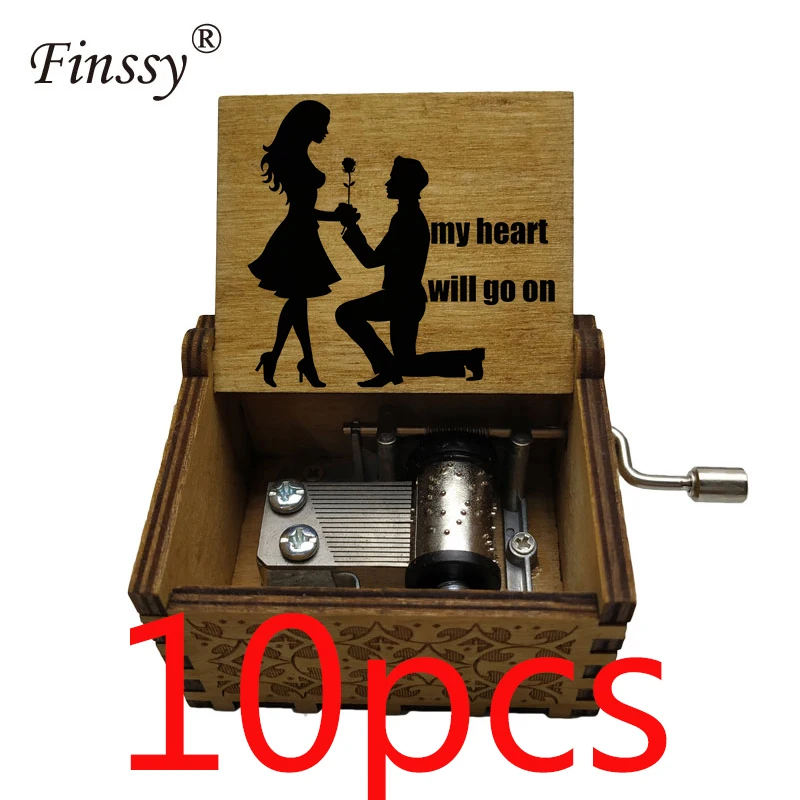 10 шт. деревянная музыкальная шкатулка подарочная My Heart will Go On для друга свадьбы