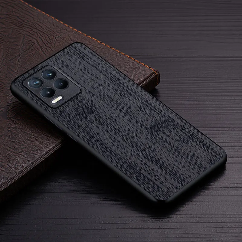 case for oppo realme 8 pro 8s 5g 8i funda bamboo wood pattern leather phone cover luxury coque for oppo realme 8 pro case capa free global shipping