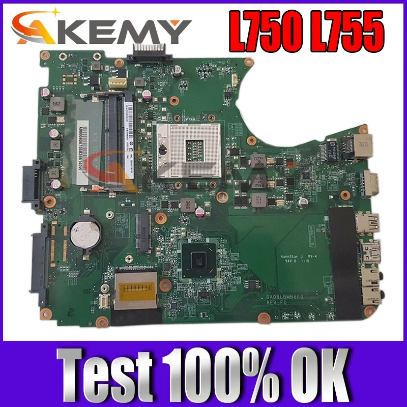 

Материнская плата AKEMY для ноутбука Toshiba Satellite L750 L755, совместимая с A000080670, DA0BLBMB6F0, HM65 DDR3, полностью протестирована
