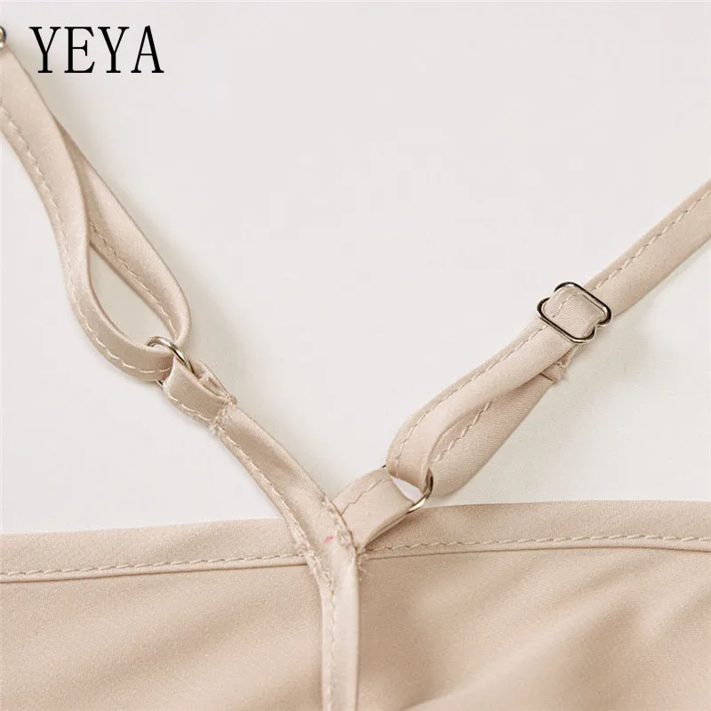 

YEYA Backless Sexy Bodycon Spaghetti Strap Off Shoulder V Neck Hollow Out Sleeveless Side High Split Temperament Nightclub Dress