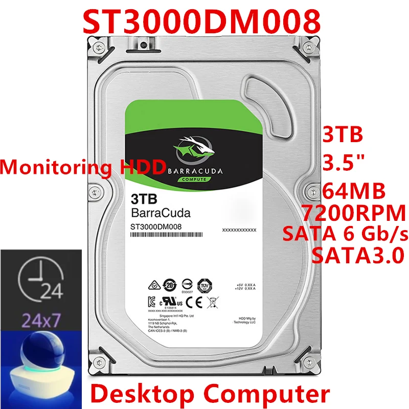Новый оригинальный жесткий диск для Seagate 3 ТБ 5 дюйма SATA 6 ГБ/сек. 64 Мб 7200 об/мин