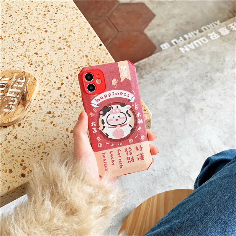 

Lion Dance Cow Case for iPhone Silicone iPhone 11 Pro MAX Case/12 Pro Max/XS MAX/12 Mini funda iphone 12 pro чехол на айфон 11