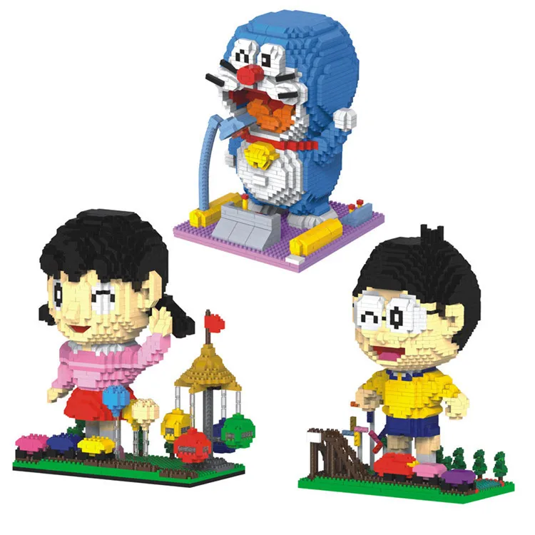 

Японские Классические Мультяшные фигурки нанокирпичи Doraemon сцен микро алмазные блоки Nobita Nobi Minamoto Shizuka Строительные кирпичи игрушки