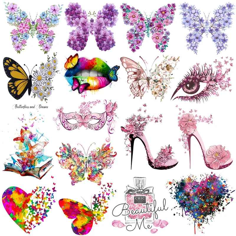 Нашивки Pulaqi с бабочками модные полоски термоклейкие виниловые нашивки для